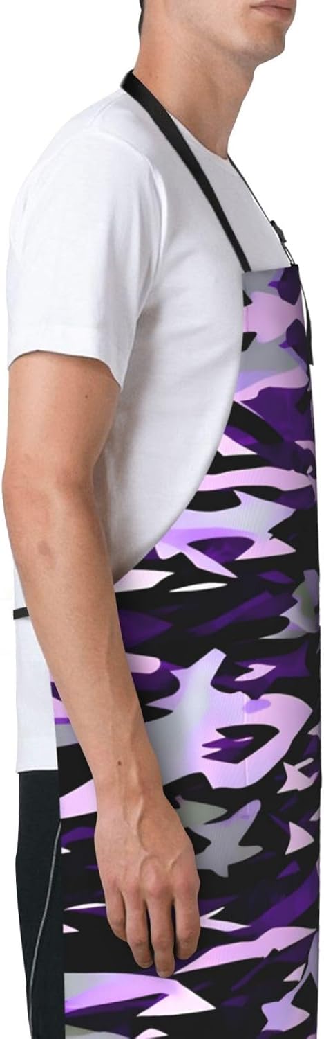 American Camouflage Purple print Waterproof chef's apron with pocket apron for kitchen cooking baking barbecue and gardening