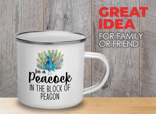 Bird Lover Camper Mug 12oz - Peacock block pgeons - Hummingbird Nest C