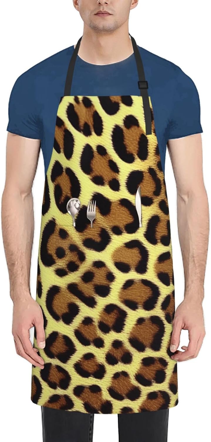 YANYU Giraffe Print Print 28x33 In Kitchen Apron Stylish Chef Apron with Pockets for Cooking Baking Painting