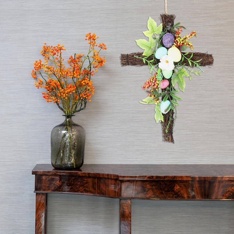 2pcs Wire Frame Wreath Ring Easter Cross Wreath Frame Cross Floral Wreath Form Floral Wreath Frame Front Door Garland Tinsel Cross Shaped Wreath Rack Iron The Cross Making Tools, Black