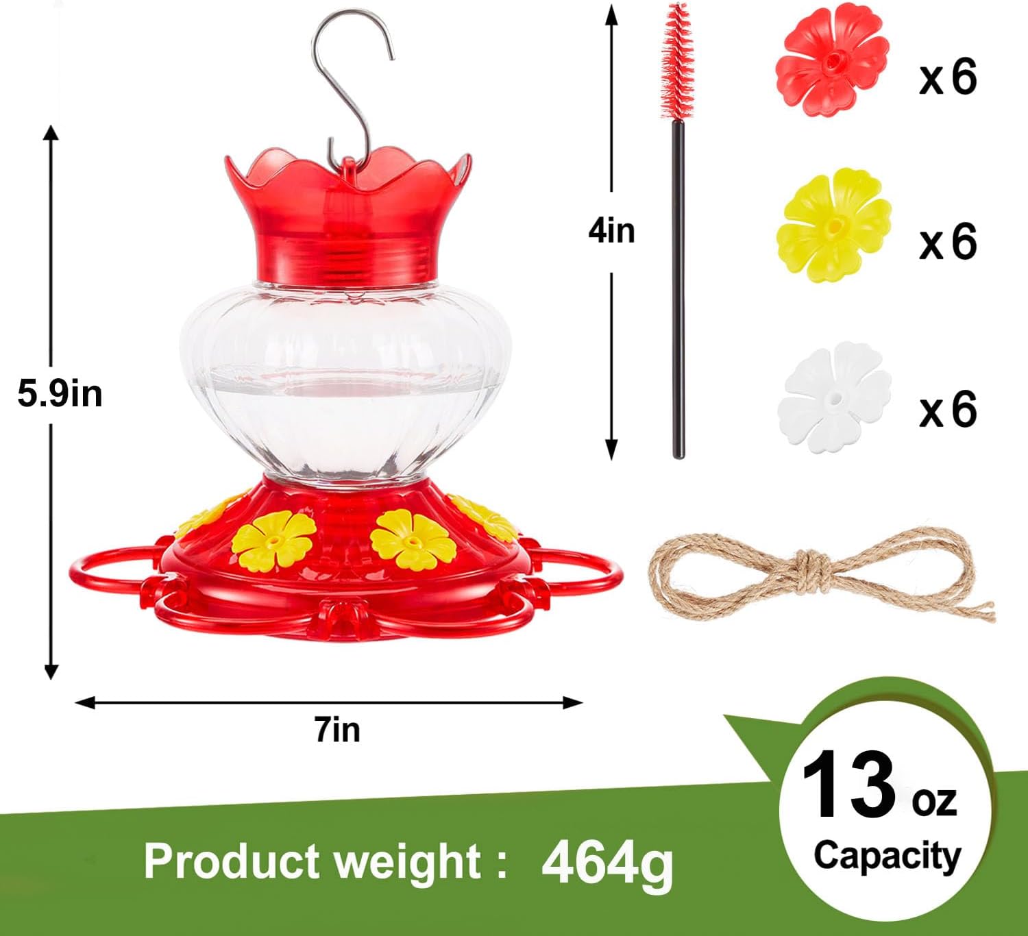 Plastic Hummingbird Feeders for Outdoors Hanging, 2 Pack 13 Ounces Ant