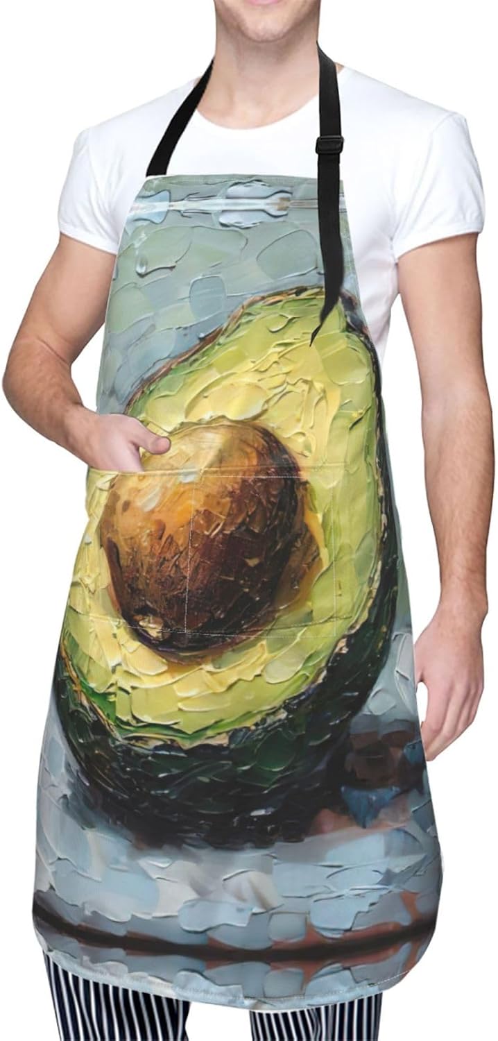 Avocado Print Laundry apron 28x33 In Waterproof Kitchen Apron with Pockets for Cooking Baking