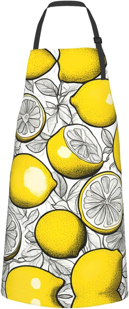 Lemon Fruit Pattern print Waterproof chef's apron with pocket apron for kitchen cooking baking barbecue and gardening