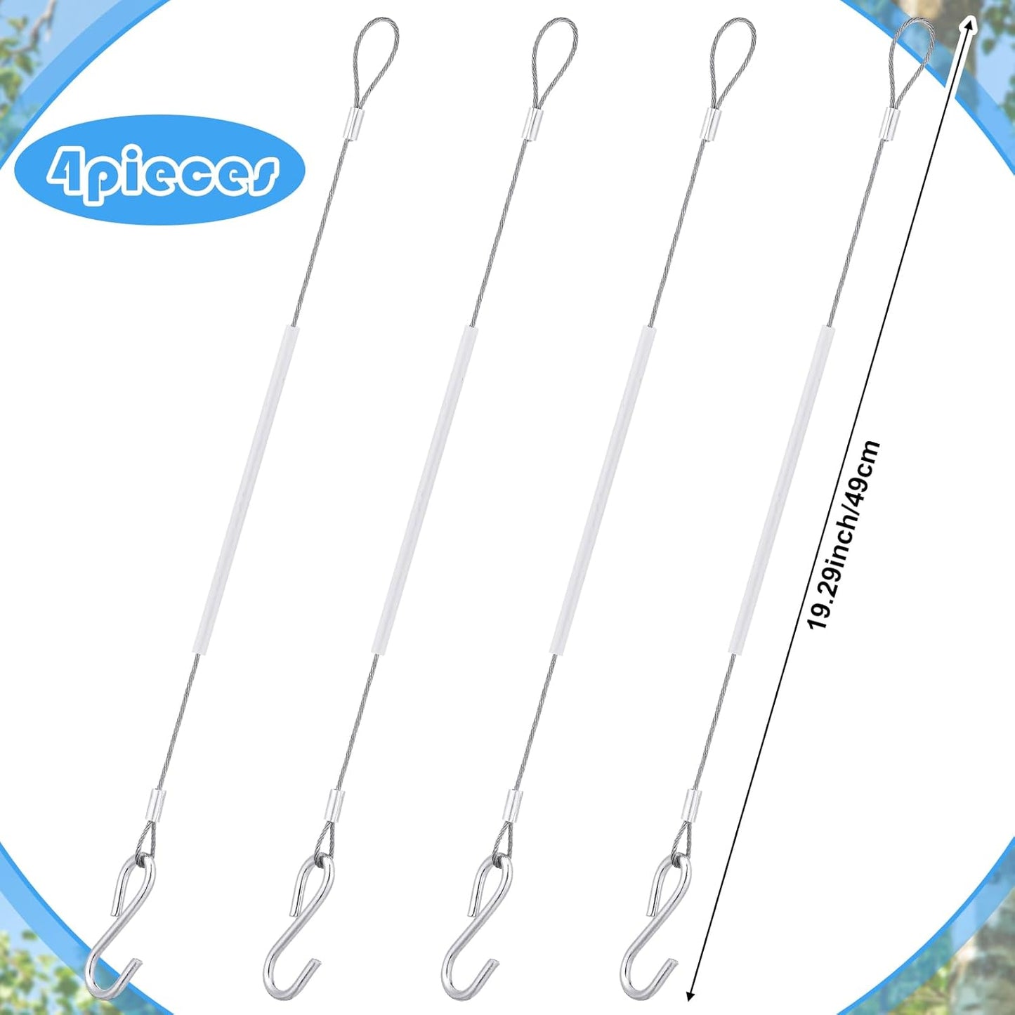 4pcs Bird Feeder Hanger for Tree with S-Hook Hanging Cable Tree Limb P