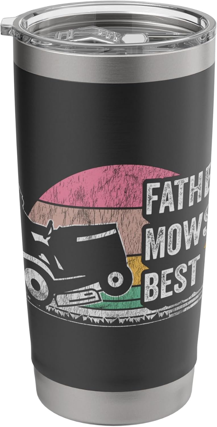 Father Mows Best Lawn Tractor Vintage Stainless Steel Insulated Tumbler