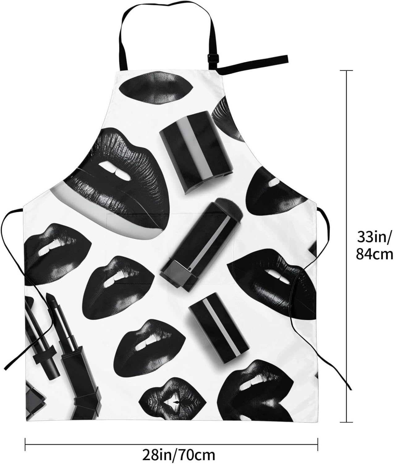 Cool Black Lipstick Lips print Waterproof chef's apron with pocket apron for kitchen cooking baking barbecue and gardening