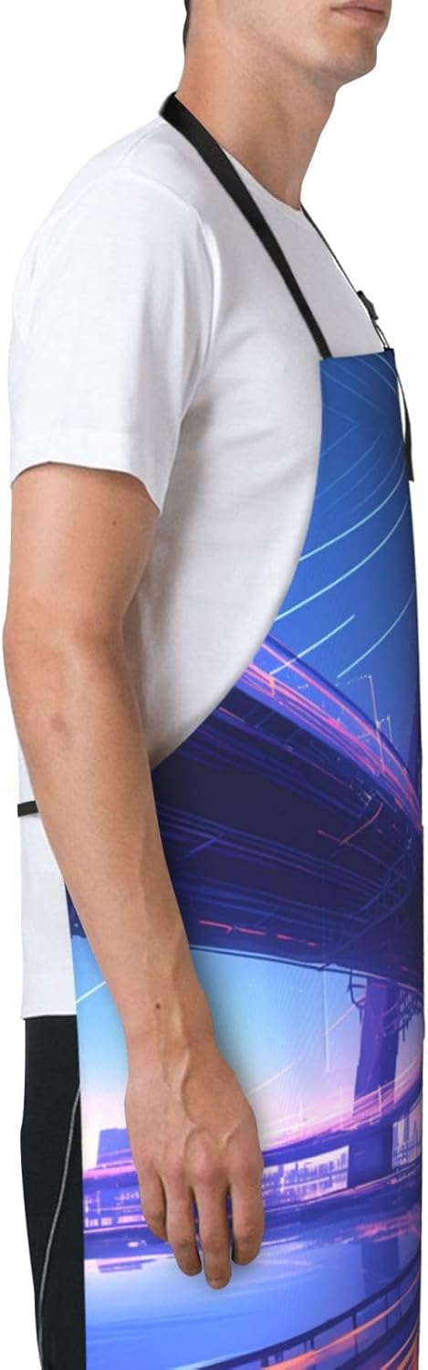 Bay Bridge print Waterproof apron with pocket adjustable cooking apron for adult kitchen bibs to bake
