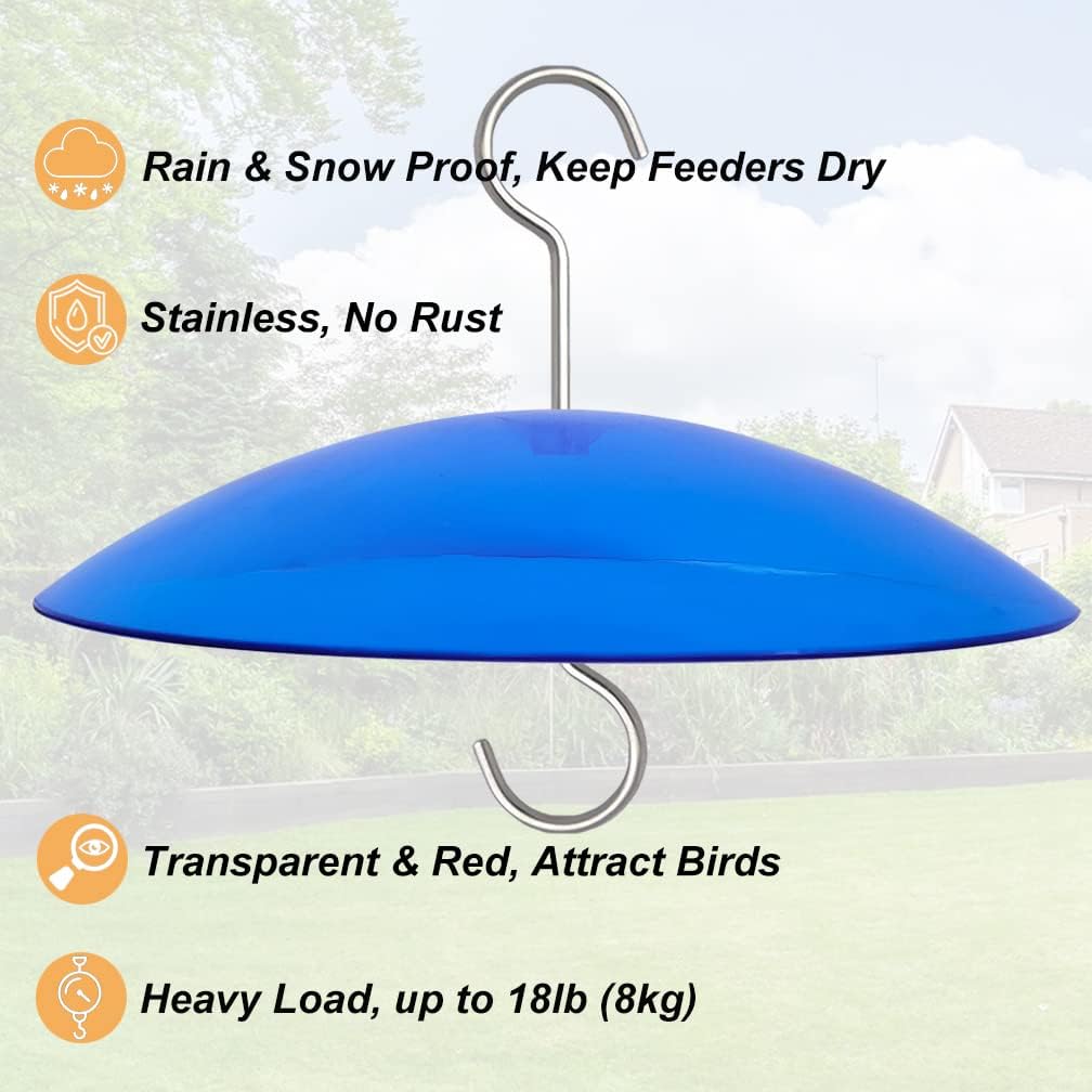 8" Mini Rain Cover for Bird Feeder/House - Blue Small Protective Dome Guard Against Rain/Snow/Sun - Dia. 20CM