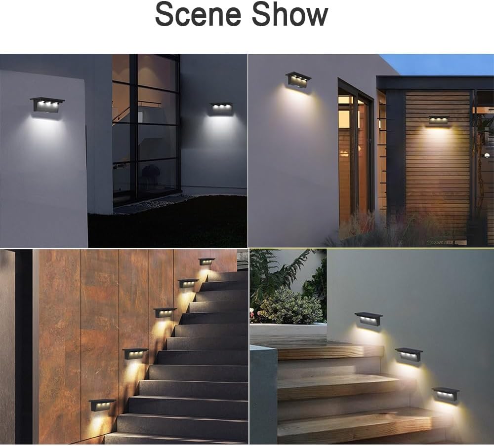 2PCS 5LED Outdoor Solar Led Light Terrace Lights Wall Lamp Fixtures Garden Decoration Street Lighting Waterproof Step Lights(RGB,5LED 2PC)