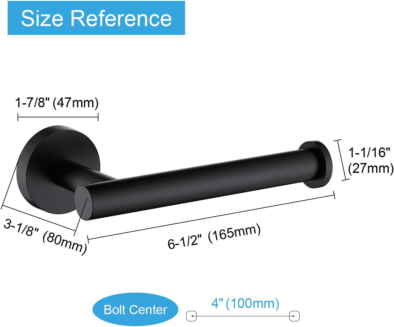 TASTOS Matte Black Toilet Paper Holder SUS304 Stainless Steel, Modern 