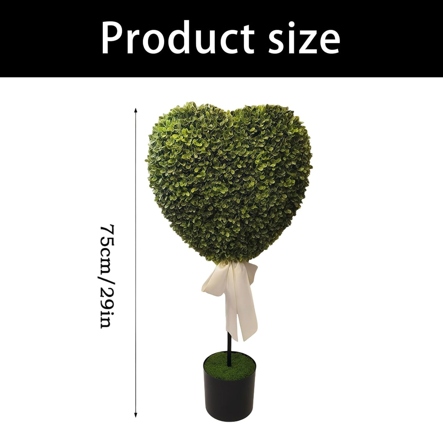 Valentine ' s Heart Shaped Outdoor Decor, 2 Sets Artificial Trees with Balls Planter Pots and Bow Tie Valentine ' s Heart Shaped Outdoor Decor