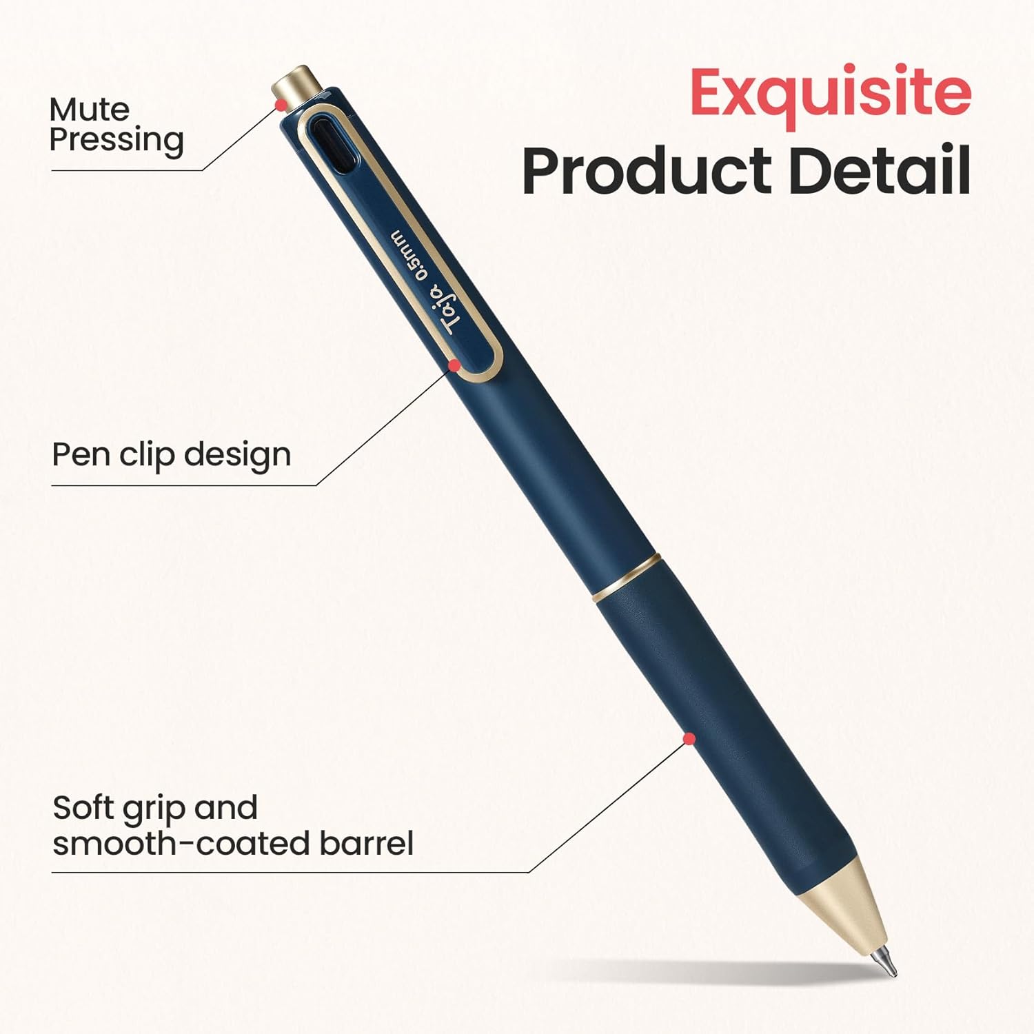Taja Gel Pens, 6 Pcs Quick Dry Black Gel Ink Pens, 0.5mm Fine Point Sm