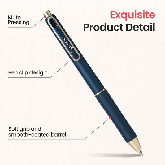 Taja Gel Pens, 6 Pcs Quick Dry Black Gel Ink Pens, 0.5mm Fine Point Sm