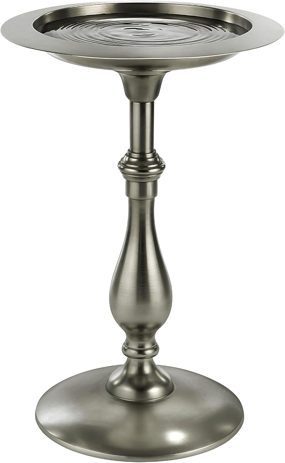 Classic Pewter Pedestal Free Standing Bird Bath, for Outside Backyard,