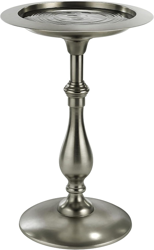 Classic Pewter Pedestal Free Standing Bird Bath, for Outside Backyard, Outdoor Patio, Garden, Birdbath by Good Directions, Hummingbird Feeder Gift for Bird Lovers, Large Pewter
