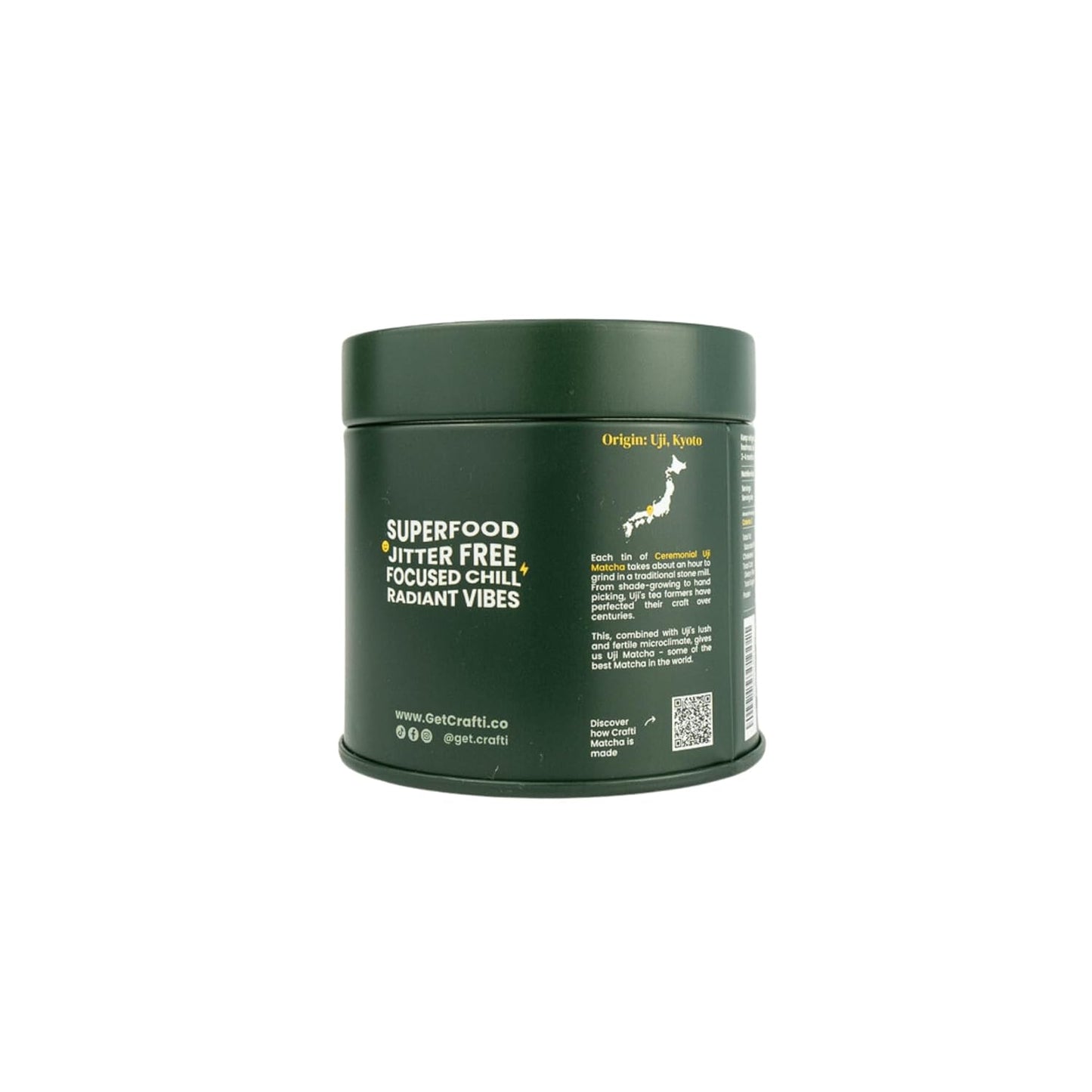 Crafti Ceremonial Grade Matcha Powder (Organic) - Unsweetened Authentic Japanese Daily Matcha Green Tea Powder from Uji, Kyoto for Barista-Grade Lattes (30g / 1.06oz)