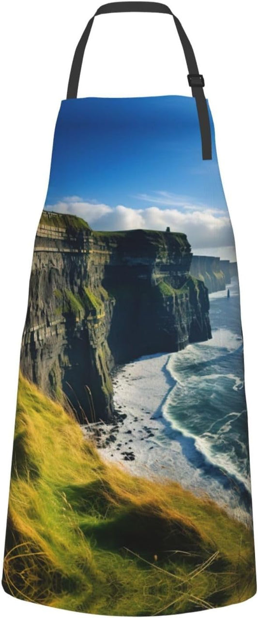 Ireland Outdoors County Clare The Cliffs print Waterproof chef's apron with pocket apron for kitchen cooking baking barbecue and gardening