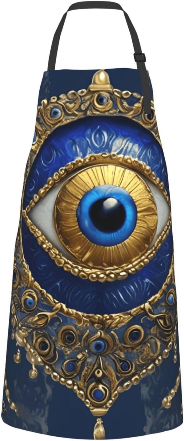 YANYU Evil eye Print 28x33 In Kitchen Apron Stylish Chef Apron with Pockets for Cooking Baking Painting