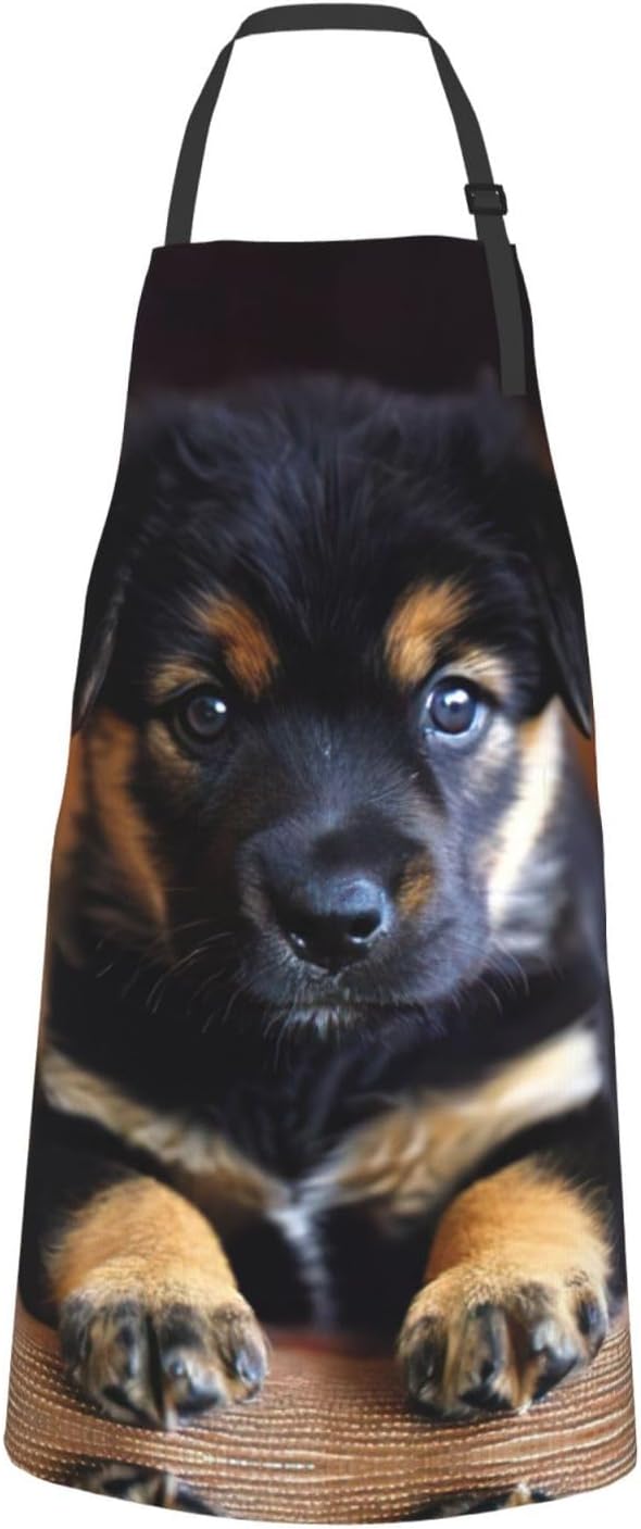 puppies dog Print Laundry apron 28x33 In Waterproof Kitchen Apron with Pockets for Cooking Baking
