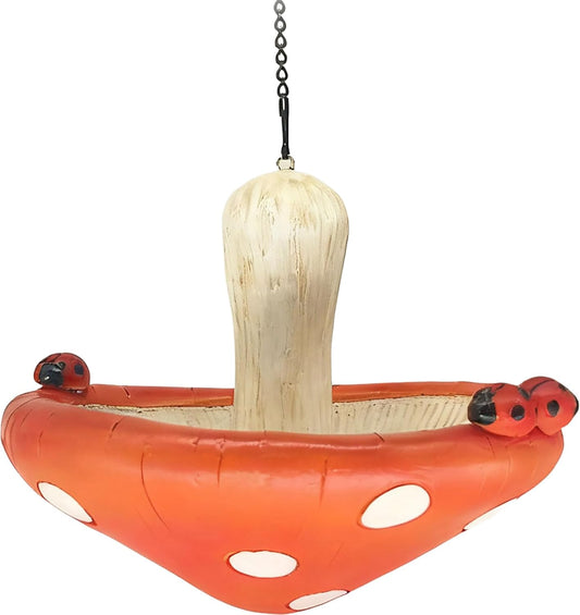 Spoontiques Mushroom Outdoor Bird Feeder for Wild Birds - Durable Weather-Resistant Birdfeeder for Yard, Garden or Patio, Easy Refill & Cleaning, Attracts Finches, Cardinals & Songbirds