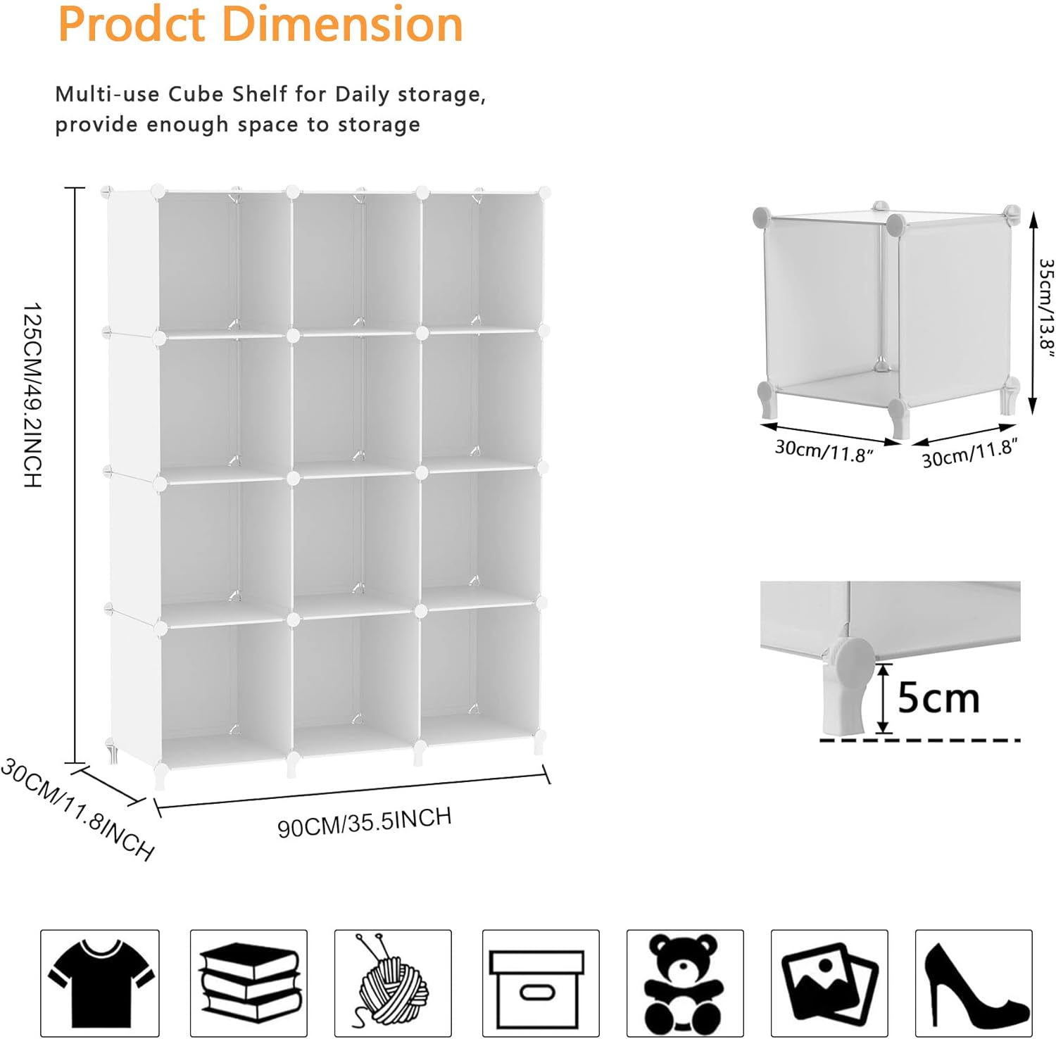 AWTATOS Cube Storage Organizer Storage 12 Cube Bookshelf DIY Plastic C