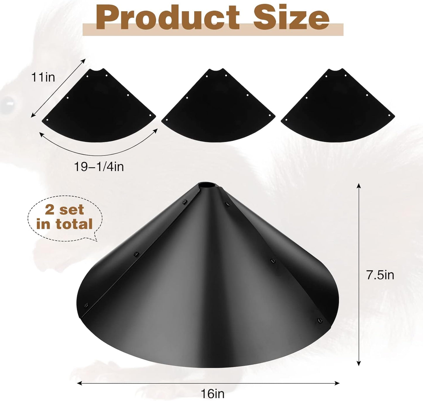 Tanlade 2 Pack Squirrel Baffle Guard Black Plastic Wide Wrap Around Gu