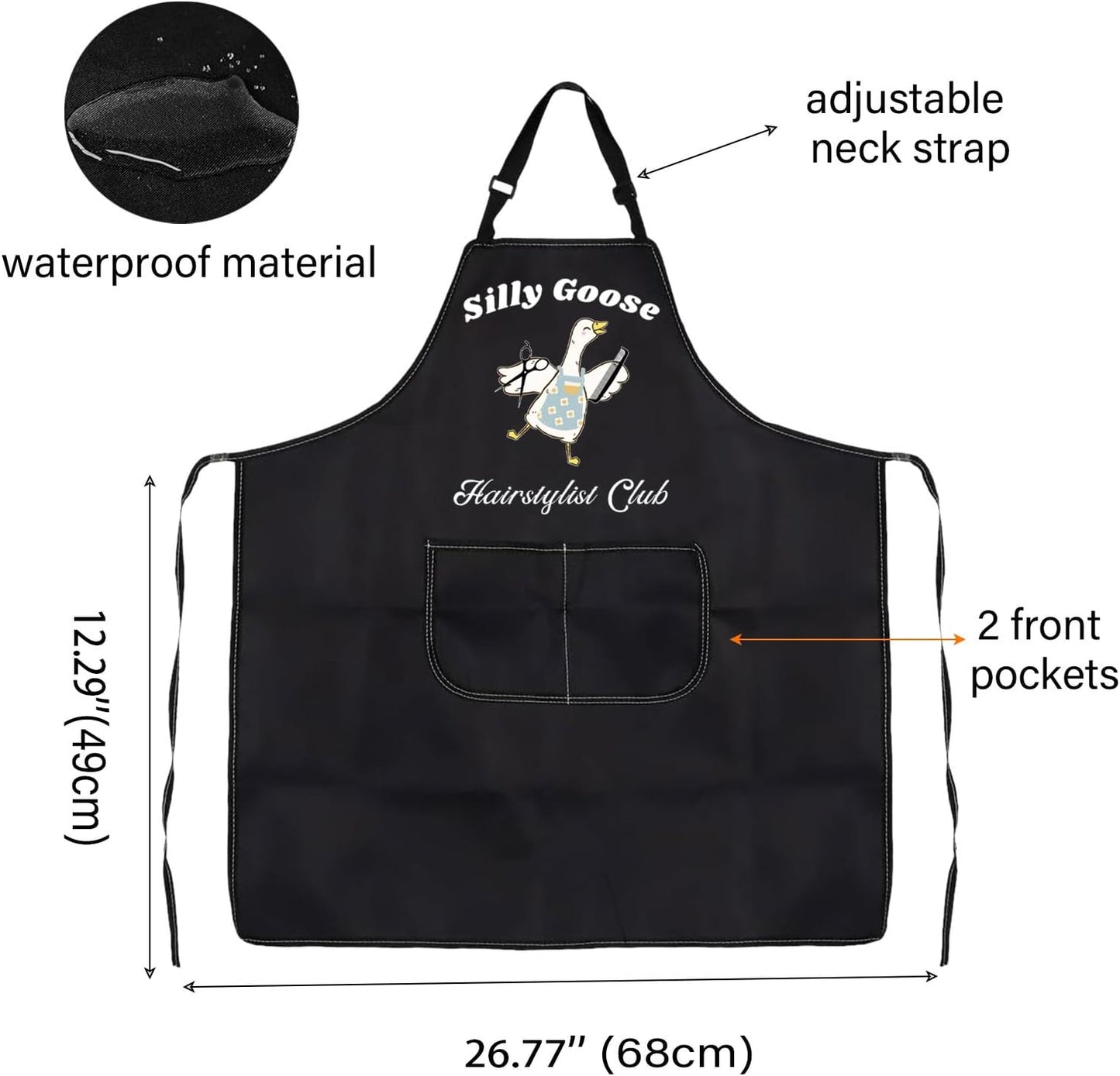 WCGXKO Silly Goose Hairstylist Club Kitchen Apron Cosmetology Student Hairdresser Gift Thank You Gift for Hairstylist