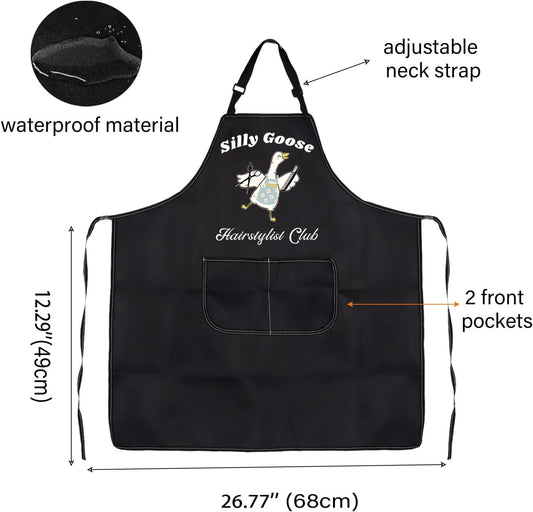 WCGXKO Silly Goose Hairstylist Club Kitchen Apron Cosmetology Student Hairdresser Gift Thank You Gift for Hairstylist