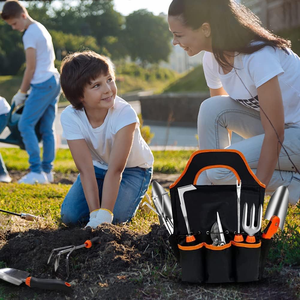 Garden Tool Set,10 PCS Stainless Steel Heavy Duty Gardening Tool Set w