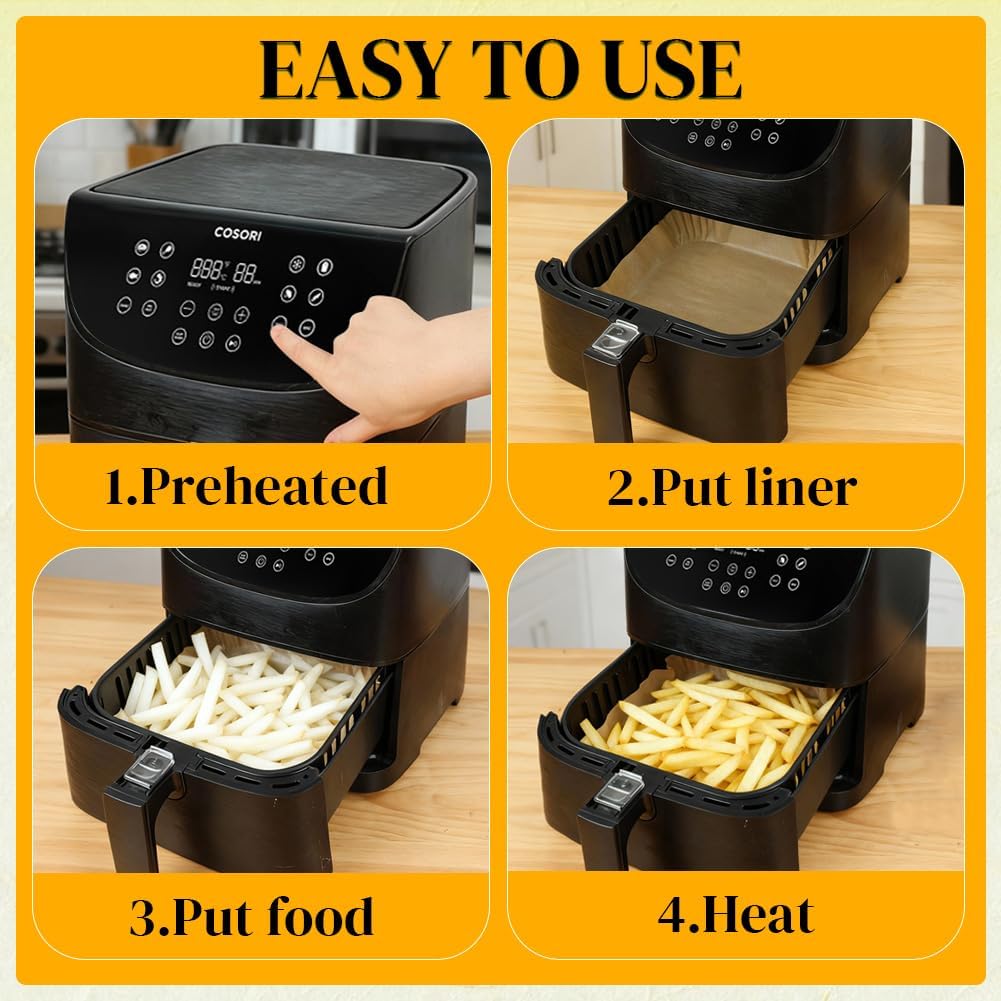 BYKITCHEN Air Fryer Sheets Liners for Ninja AG301 Grill, AF141 Pro 4-in-1 & More, 9in Disposable Square Air Fryer Parchment Paper Filters for 5 to 8 Qt, Ninja Foodi Grill Accessories(Set of 100)