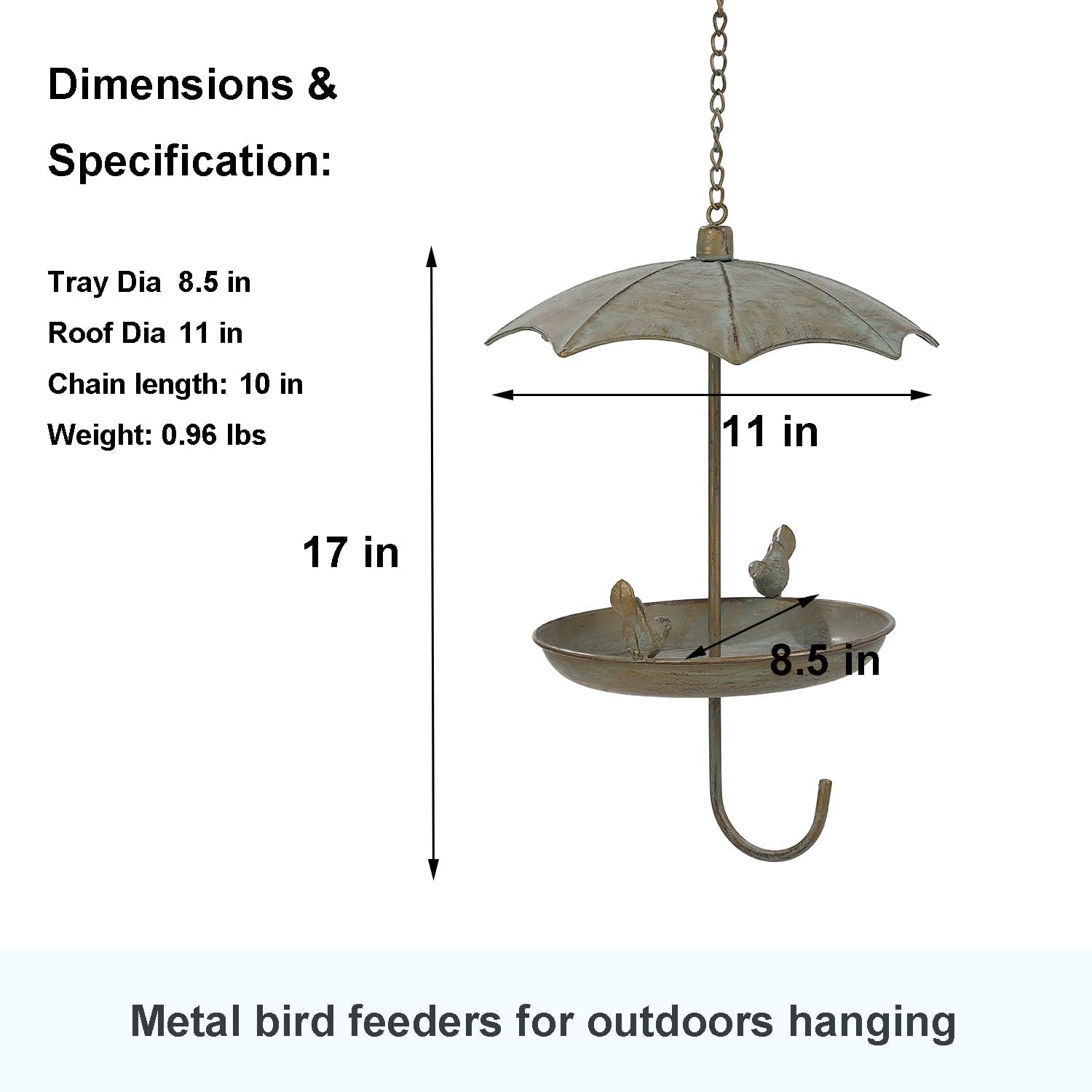 Jemeni Umbrella Bird Feeder - Decorative Metal Outdoor Hanging Feeder 