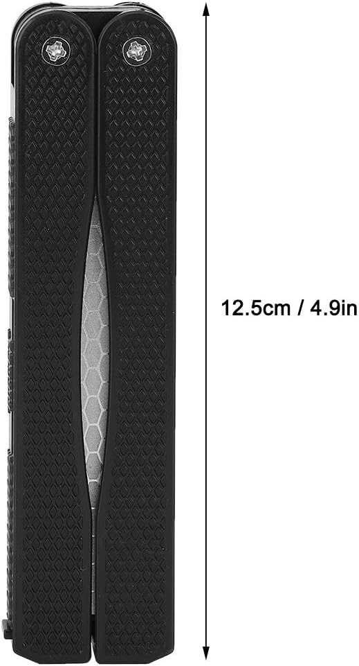 Double Sided Sharpener, Garden Tool Sharpener Knife Sharpener Folding Pocket Knife Sharpener Portable Sharpening Stone for Scissor Pruners Loppers(New black)