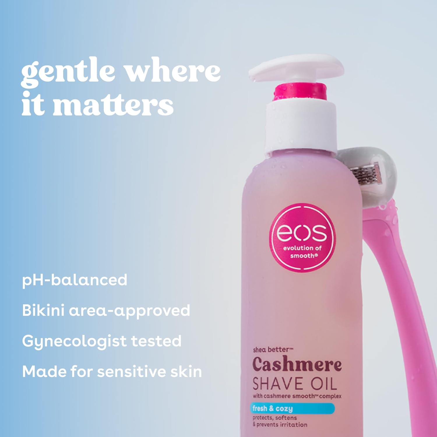 eos Cashmere Shave Oil – Fresh & Cozy, Moisturizing Shave Oil with She