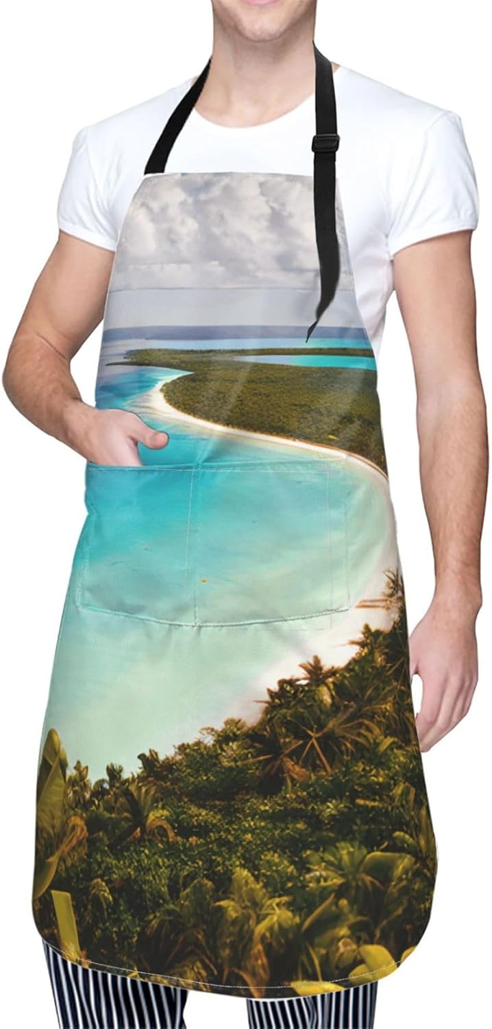YANYU island of cuba Print 28x33 In Kitchen Apron Stylish Chef Apron with Pockets for Cooking Baking Painting