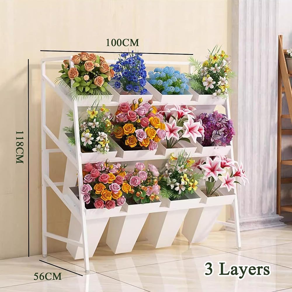 Gold Metal Plant Stand - 3-Tier Ladder Shelf for Indoor/Outdoor Use, Flower Display Rack, Decorative Planter for Balcony, Garden, Courtyard, Art Exhibitions