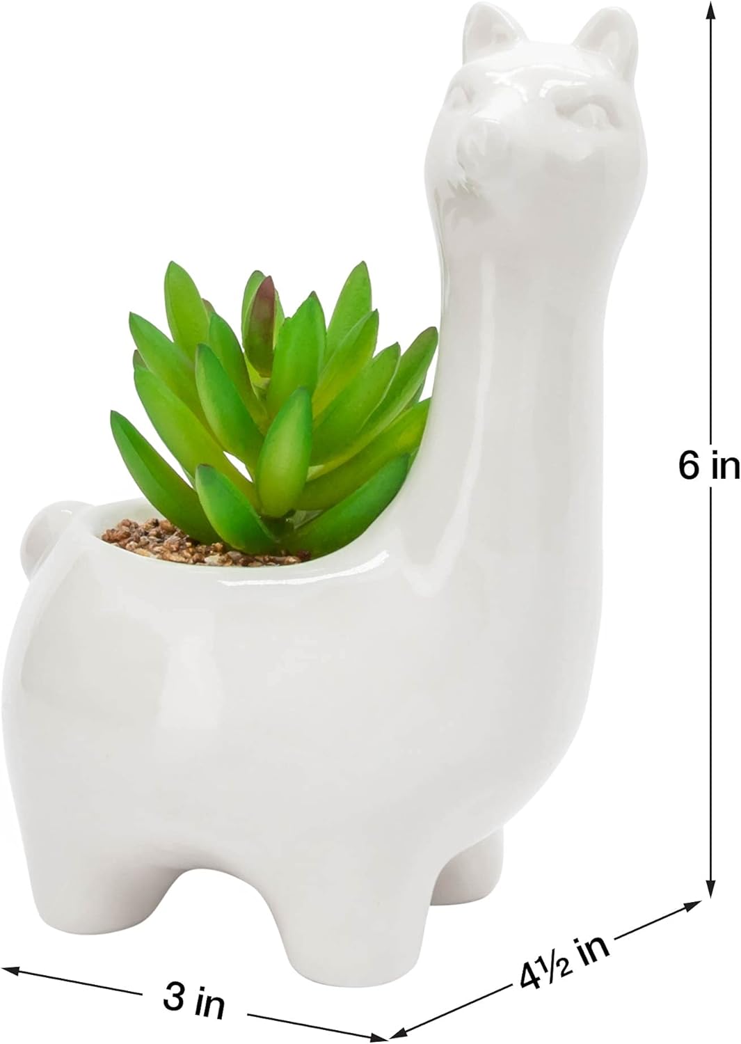 Torre & Tagus Animal Garden Ceramic Llama Faux Potted Succulent Home Decor Accent Piece for Living Room Counter Top Mantle Bookshelf Office Desk, Sedum