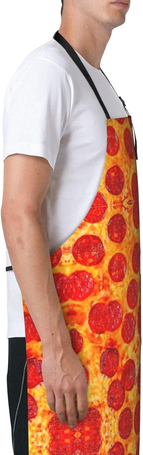 3D Pizza Pepperoni print Waterproof apron with pocket adjustable cooking apron for adult kitchen bibs to bake