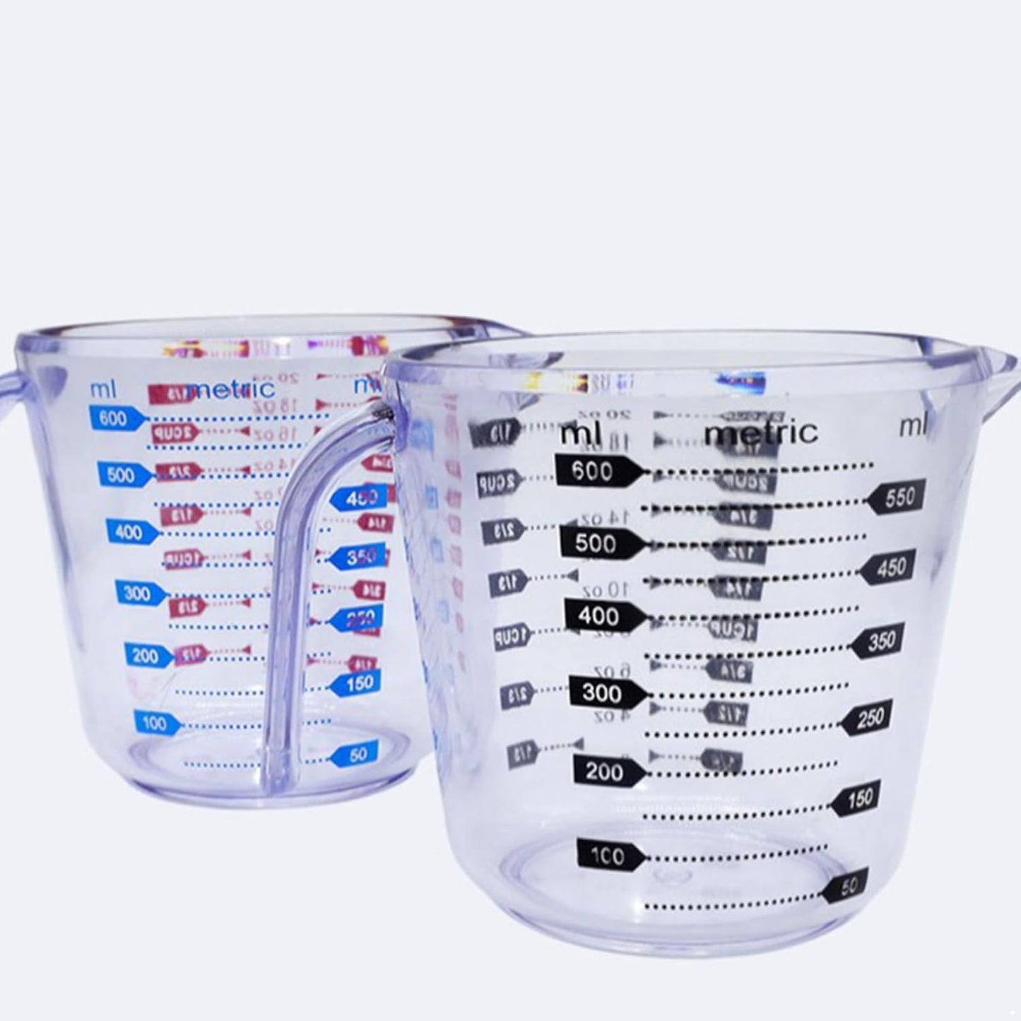 FEESHOW Plastic Measuring Cup with Handle, Pool Measuring Cup, Plastic Measure Pitcher for Lawn Care, Pet Food Blue Red One Size