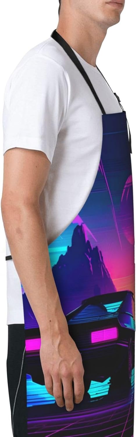 Retrowave pictures Print 28 x 33in Waterproof Apron with Pockets Fashi