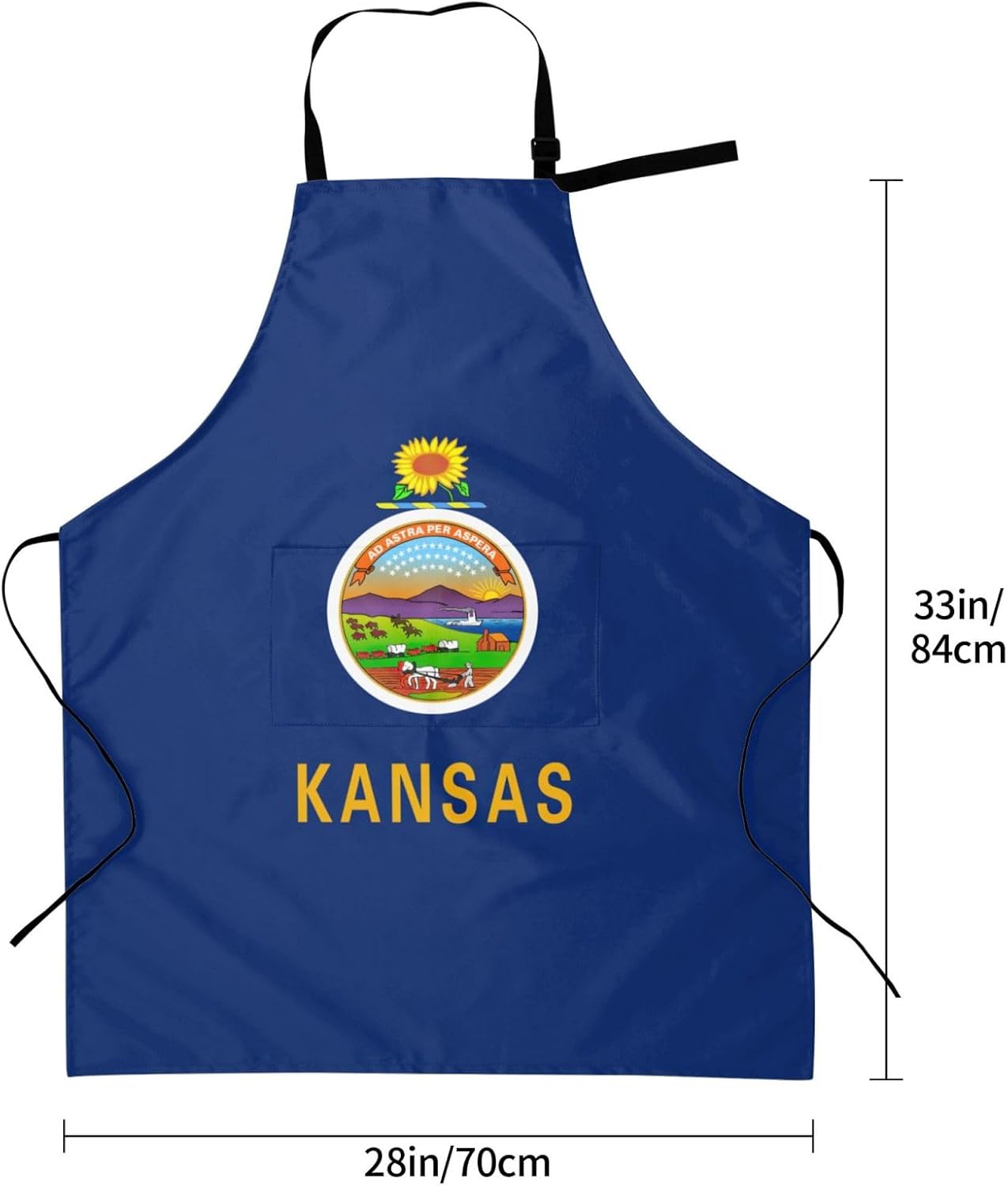 Kansas State Flag print Waterproof apron with pocket adjustable cooking apron for adult kitchen bibs to bake