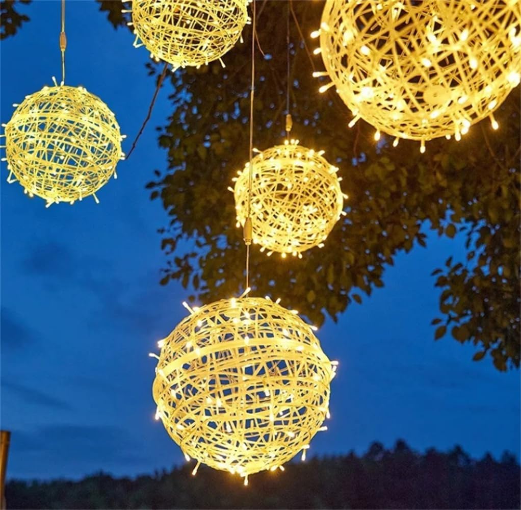 3 Pack Solar Hanging Ball Lights - 7.8Inch LED Waterproof Outdoor Decor Ball Light Christmas Outdoor Garden Lanterns Waterproof Globe Fairy Lights (White)
