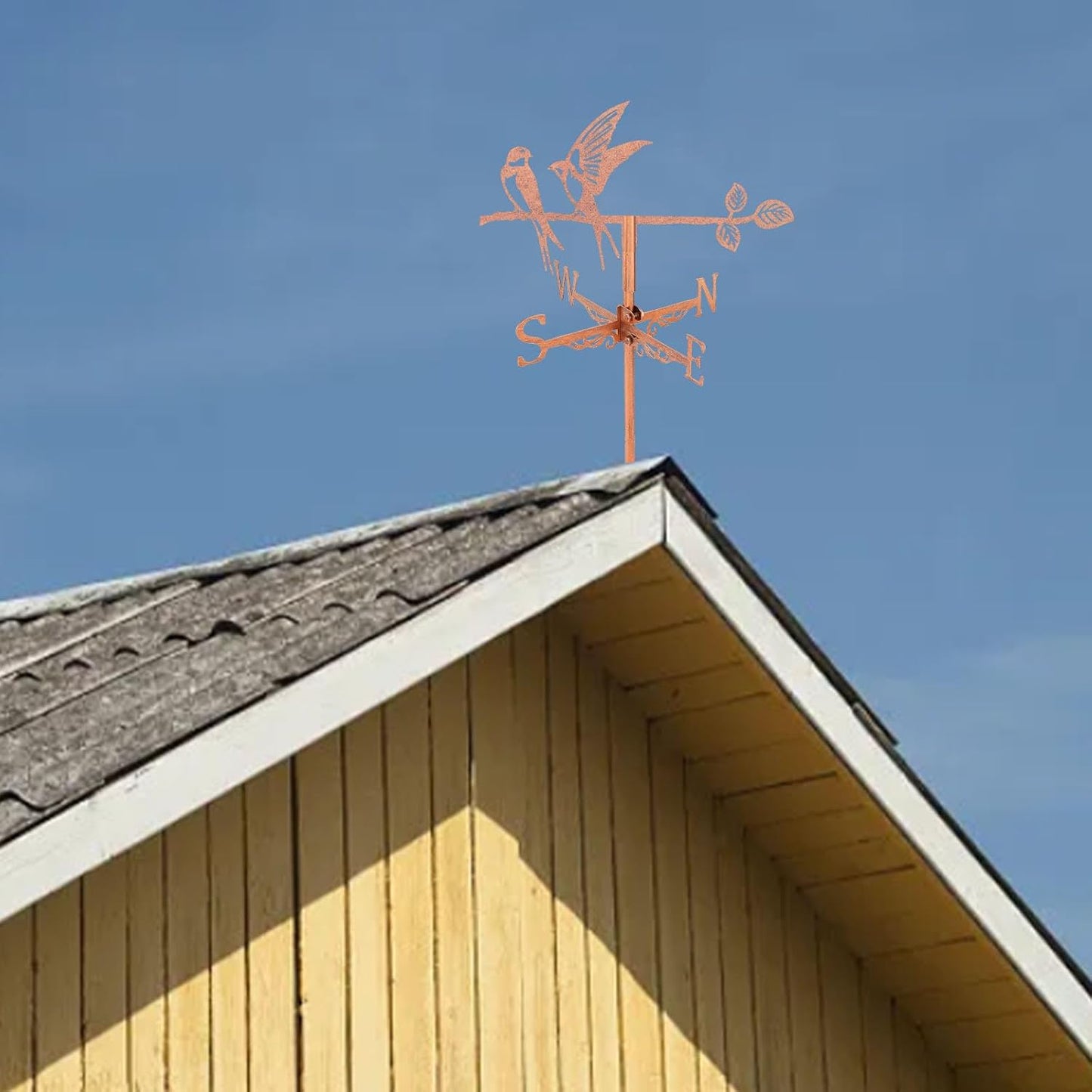 SUPERDANT Swallow Weather Vane Bird Tree Branch Wind Vanes for Yard Animals Metal Weathervane Roof Mount for Gardens Outside Reddish Copper Weathervanes Farmhouse Farm Barn Sheds Patio Decorations