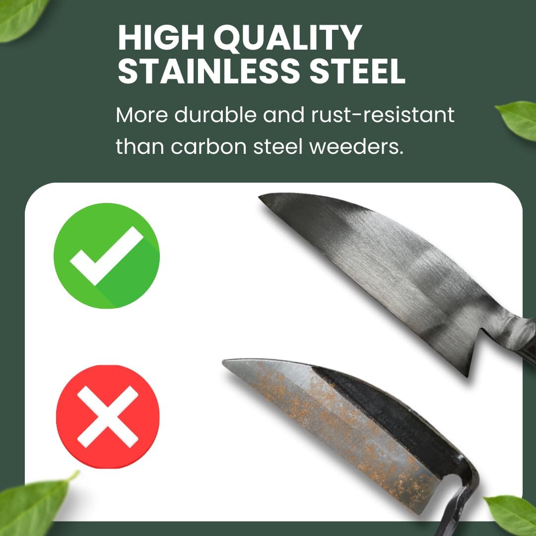 Hounen Miyawaki Japanese Weeding Sickle, Twisted Stainless Steel Kama 