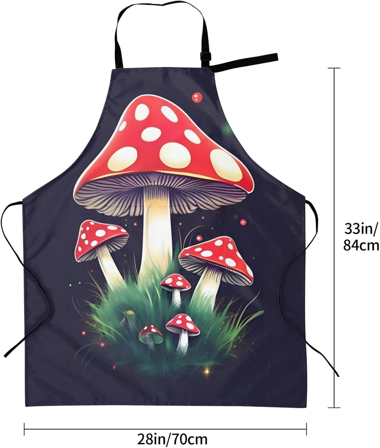 Magic Mushrooms print Waterproof apron with pocket adjustable cooking apron for adult kitchen bibs to bake