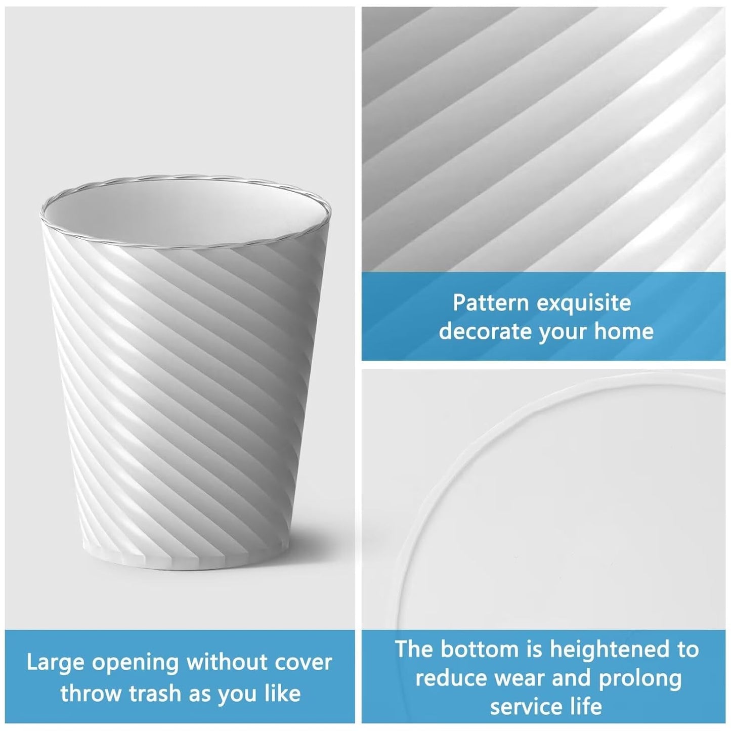 Bathroom Trash Can, 3 Pack 1.8 Gallons Small Trash Can with Trash Bags