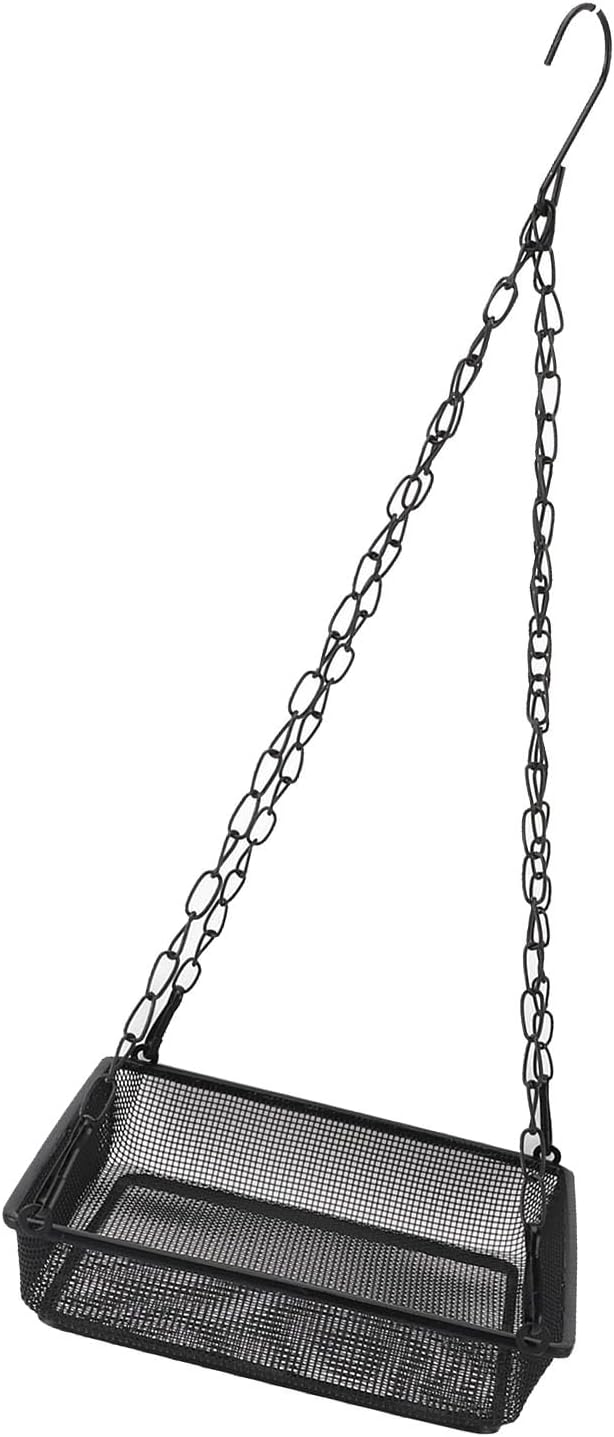 Bird Feeder Mesh Tray Hanging Design Outdoor Yard Garden Carbon Steel