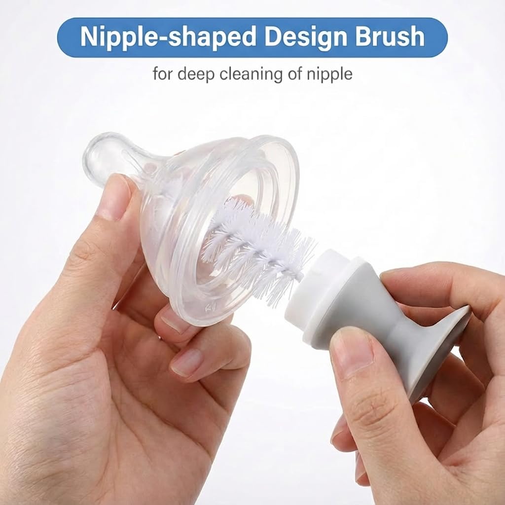 5-in-1 Baby Bottle Cleaner Set, Including Nylon & Silicone Bottle Brus