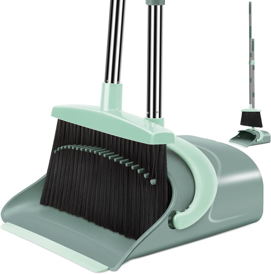 Broom and Dustpan Set for Home, Dust pan with Long Handle, Broom with 