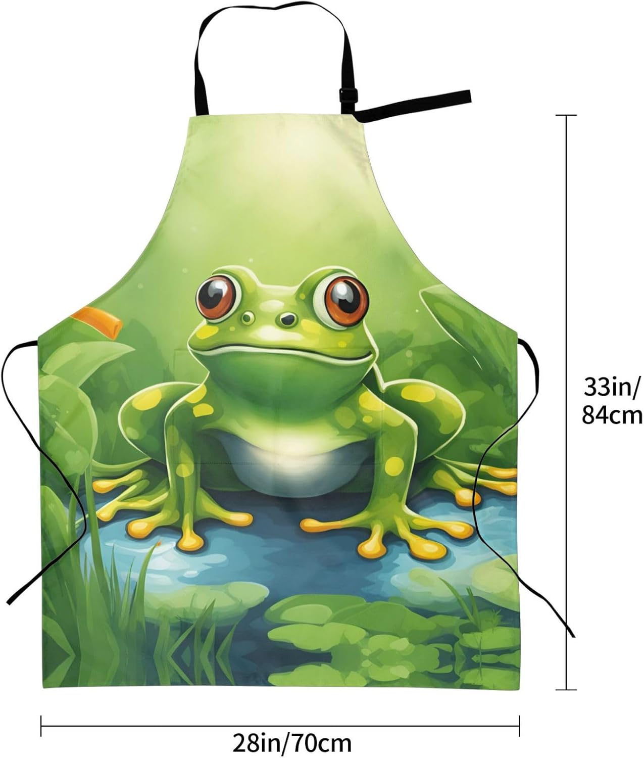 Cartoon frog 1 print Waterproof chef's apron with pocket apron for kitchen cooking baking barbecue and gardening