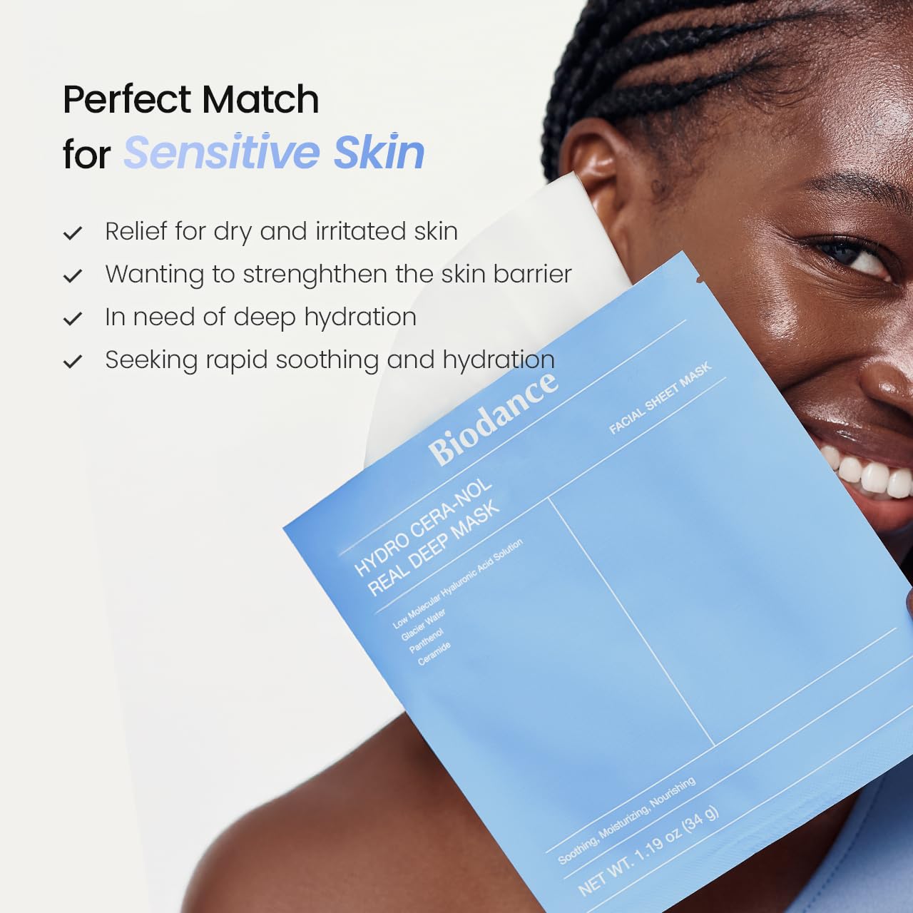 BIODANCE Hydro Cera-nol Real Deep Mask, Hydrating Overnight Hydrogel F